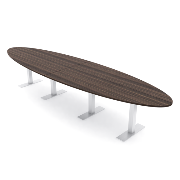 14Ft Modular Oval Conference Table With Metal T Bases Electrical Units