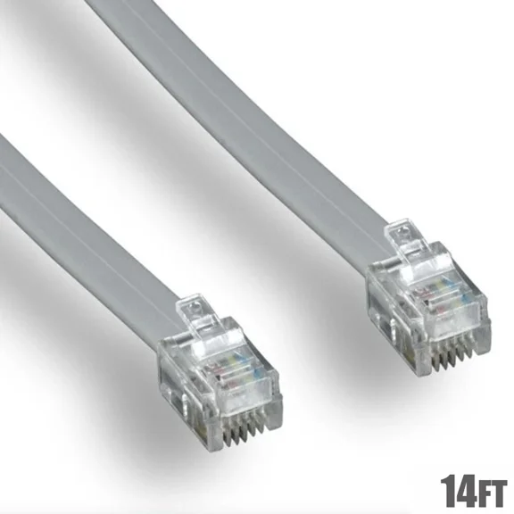 14Ft Phone Cable Wire Rj12 Rj-12 6P6C Reverse For Voice Telephone Line Cord