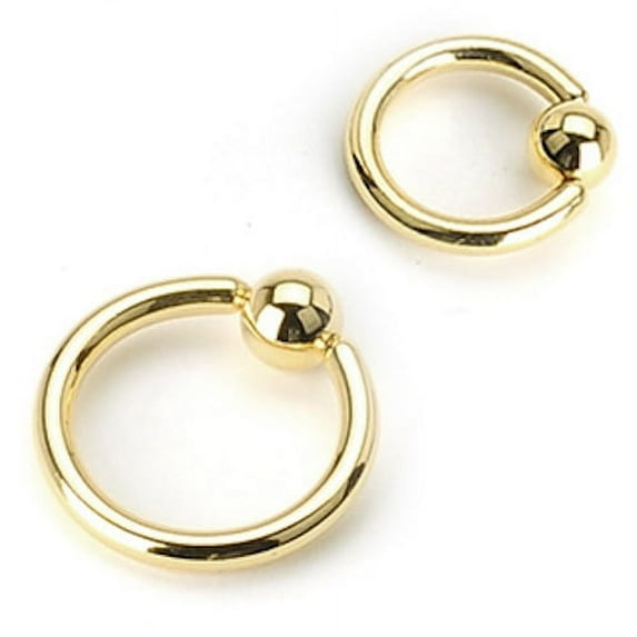 14G (1.6MM) 24K Gold Over Surgical Steel Captive Bead CBR/Hoop Ring (12mm (1/2'')) 1 Piece A/1/3/CBR-2/8