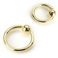 thumbnail image 1 of 14G (1.6MM) 24K Gold Over Surgical Steel Captive Bead CBR/Hoop Ring 2 Piece (9.5mm (3/8) A/1/3/CBR-2/9, 1 of 3
