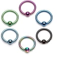 thumbnail image 1 of 14G (1.6MM) Anodized Titanium Over Surgical Steel 9.5MM Captive Bead CBR/Hoop Ring (5 Colors) A/1/3/CBR-1/12, 1 of 3