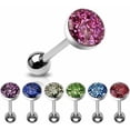 thumbnail image 1 of 14G (1.6mm) Glitter Tongue Ring Surgical Steel Nickel Free (Package Deal 16 Pieces) B/6/6, 1 of 1