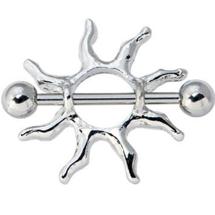 14G (1.6mm) Sun Nipple Ring 316L Surgical Steel Nickel Free (2 pieces
