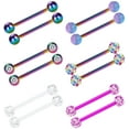 thumbnail image 1 of 14G 6 Pairs Nipple Rings Tongue Ring 11/16" Surgical Steel Colorful Briana Williams Piercing Barbells, 1 of 3