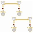 thumbnail image 1 of 14G Christmas Snowman Dangle Nipple Rings for Women CZ Crystal Heart Nipplerings Barbell Dangling Charm Nipple Piercing Shield Xmas Holiday Body Piercing Jewelry, 1 of 6