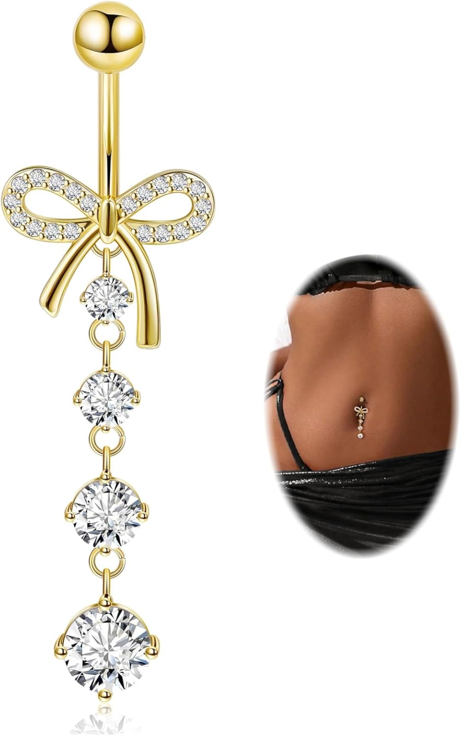 14G Dangle Belly Button Ring for Women Dangling Navel Ring