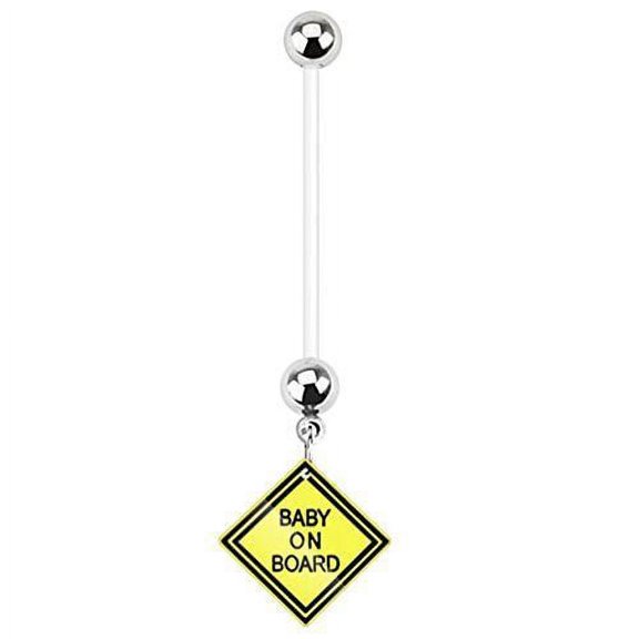14G Dangle Pregnancy Belly Rings Bioflex with 316L Surgical Steel Balls
