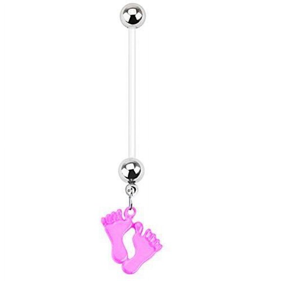 14G Dangle Pregnancy Belly Rings Bioflex with 316L Surgical Steel Balls