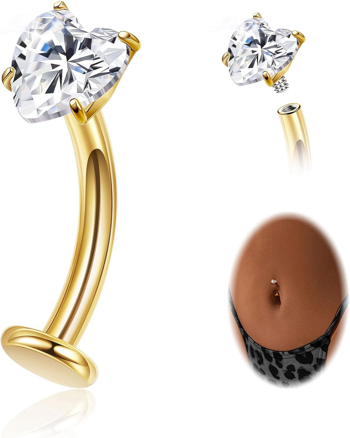 14G F136 Titanium Floating Belly Button Rings for Women Petite