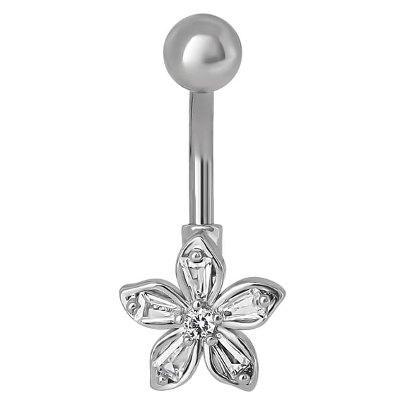 No Boundaries Women's Stainless Steel Flower Belly Ring