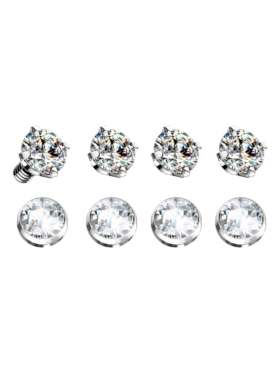 14G G23 Titanium Bezel Setting Crystal Clear CZ Dermal Anchor Tops Microdermals Surface Piercing Jewelry 4mm Top Dermal Kits