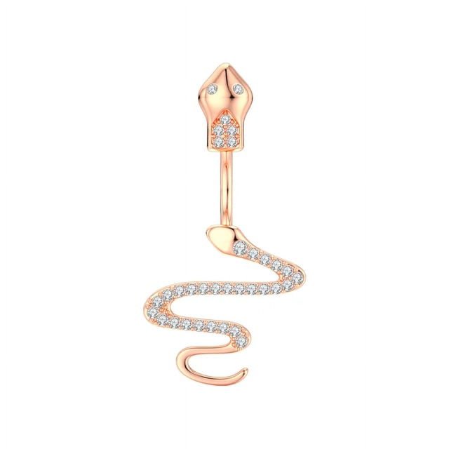 14G Gold Color Butterfly Crystal CZ Belly Button Ring Stainless Steel