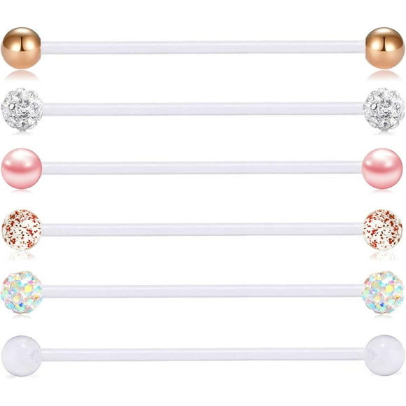 14G Industrial Barbells Cartilage Piercing Flexible Bar Helix-Conch Piercing Bar 6PCS 1 1/4in(32mm) 6PCS
