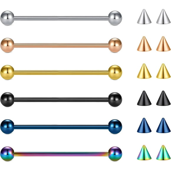 14G Industrial Piercing Jewelry Stainless Steel Industrial Bar Piercing Cartilage Earrings for Women Men Industrial Cartilage Helix Body Piercing Jewelry with Replacement Balls