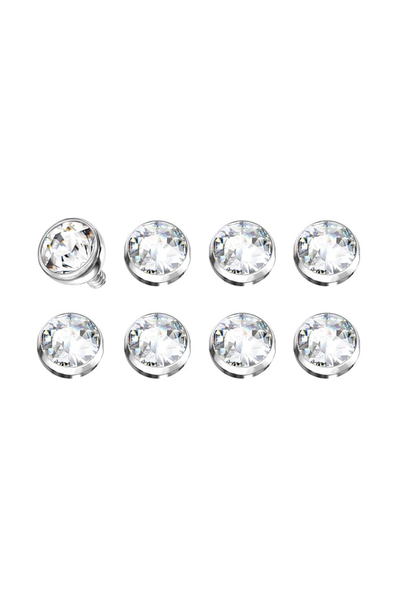 14G Micro Dermal Anchor Top Crystal Top Dermal Piercings Surface Skin Piercing Jewelry 4mm Tops Flat Dome CZ Prong Set