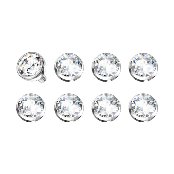 14G Micro Dermal Anchor Top Crystal Top Dermal Piercings Surface Skin Piercing Jewelry 4mm Tops Flat Dome CZ Prong Set