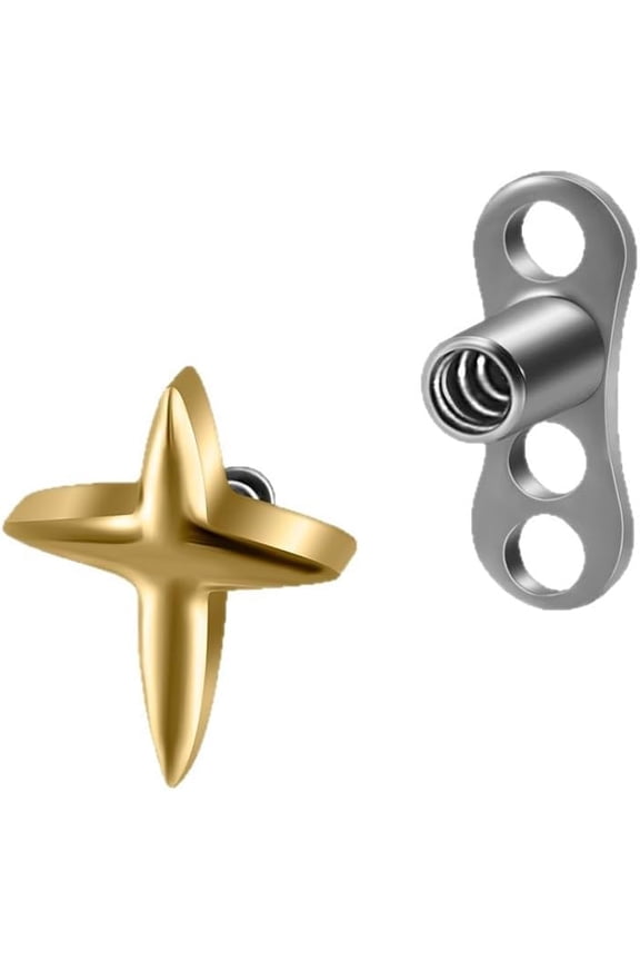 14G Minimalist Cross Dermal Anchor Tops and Base G23 Titanium Surface Skin Piercing Studs Internally Threaded Microdermal Dermal Piercing Body Jewelry 1 Pc