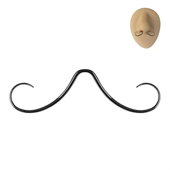 14G Mustache Septum Ring Steel Nose Piercing Jewelry Hanger Statement Piece for Expressive Style