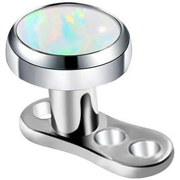 14G Opal Dermal Anchor Top with Base G23 Titanium Internally Threaded Microdermals Body Piercings Studs Surface Skin Piercing Body Jewelry for Women Men