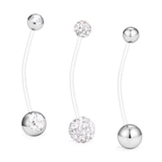 14G Pregnancy Belly Button Rings CZ Maternity Flexible Bioplast Long Belly Rings Pregnant Navel Retainer Body Piercing for Work Sports MRI Surgery