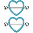 thumbnail image 1 of 14G Rhinestone Heart Nipple Rings for Women Shiny Cubic Zirconia Hollow Love Heart Nipplerings Barbell Nipple Piercing Nipple Shield Rings Body Piercing Jewelry, 1 of 8
