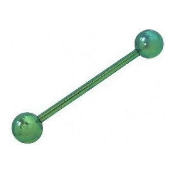 14G Solid Titanium Industrial Barbell Tongue Ring Body Piercing Bar 6mm Ball Ends - Sold Each