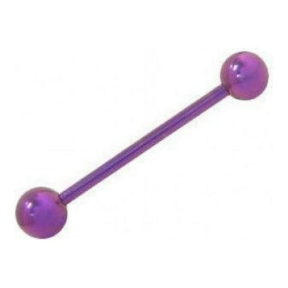 14G Solid Titanium Industrial Barbell Tongue Ring Body Piercing Bar 6mm Ball Ends - Sold Each