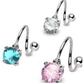 thumbnail image 1 of 14G Spiral Big CZ -12mm (1/2'') Surgical Steel Nickel Free  1 Piece's (Pink) A/1/3/S/CZ/15, 1 of 3