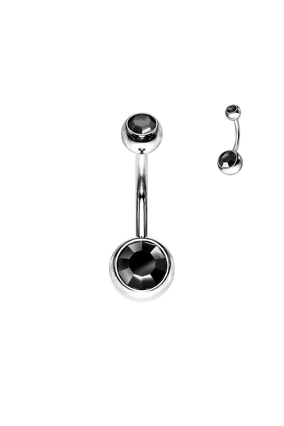14G Surgical Steel Belly Button Rings 12mm, External Threaded Black Round CZ Navel Barbell 1/2" for Women Men