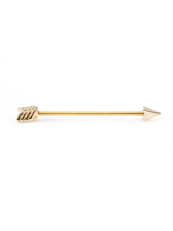 14G Surgical Steel PVD Gold Arrow Industrial Barbell Earrings Bar Helix Cartilage Industrial Piercing Jewelry 38mm 1 & 1/2 Inch