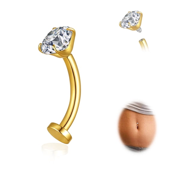 14G Titanium Floating Belly Button Rings for Women Flat Back Belly Rings 14mm Belly Piercing Jewelry