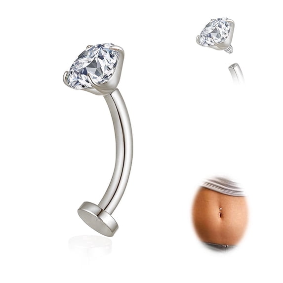 Gnoliew 14G Titanium Floating Belly Button Rings for Women Flat Back Belly Rings 8/10/12/14mm Belly Piercing Jewelry