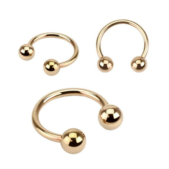 14GA & 16GA Rose Gold IP Over 316L Surgical Steel Horseshoe Circular Barbell Rings