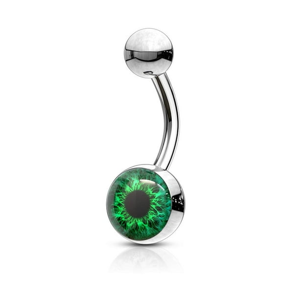 14GA Eyeball Inlaid 316L Surgical Steel Naval Belly Button Ring