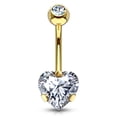 thumbnail image 1 of 14GA Prong Set 8mm Heart CZ 316L Surgical Steel Naval Belly Button Ring, 1 of 6