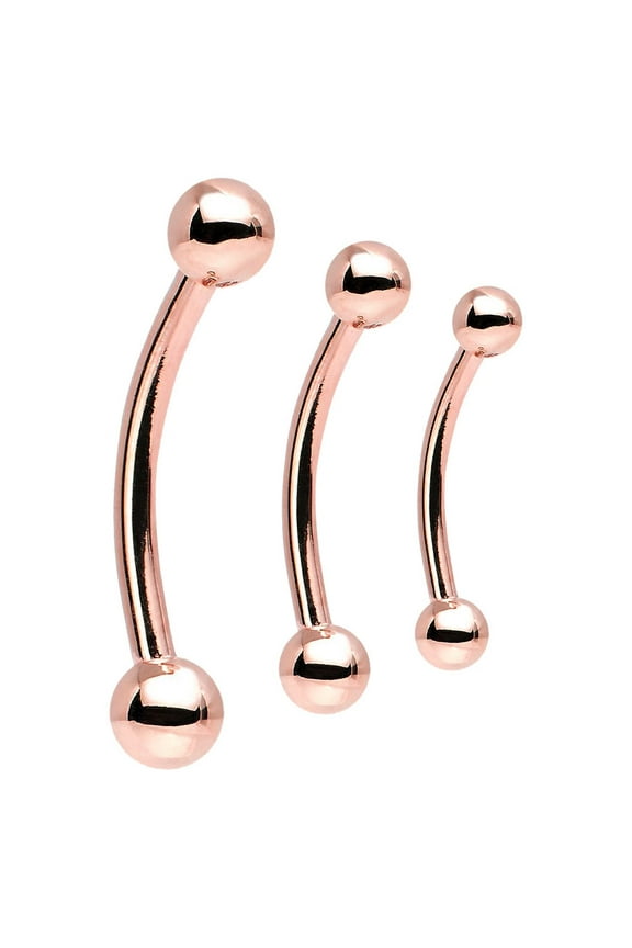 14GA Rose Gold IP Over 316L Surgical Steel Curved Eyebrow Barbell Ring