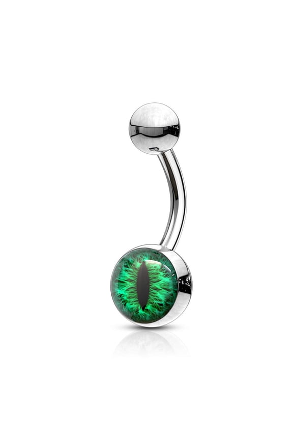 14GA Snake Eye Inlaid 316L Surgical Steel Naval Belly Button Ring