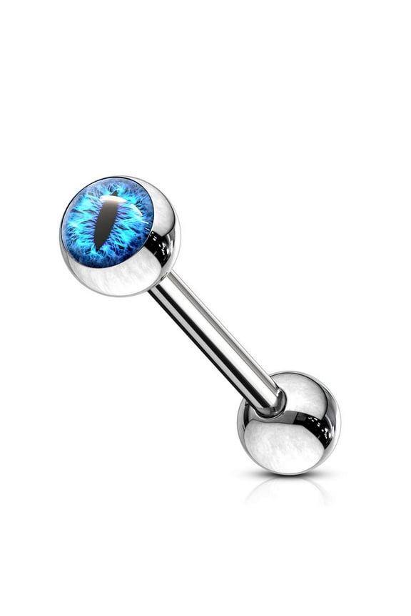 14GA Snake Eye Inlaid Ball 316L Surgical Steel Barbell Body Piercing Jewelry