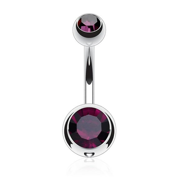 14GA Solid Grade 23 Titanium Double Gem Ball Navel Belly Button Ring (Various Colors & Sizes)