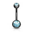 thumbnail image 1 of 14GA Titanium IP 316L Double CZ Barbell Belly Rings (Various Colors), 1 of 8