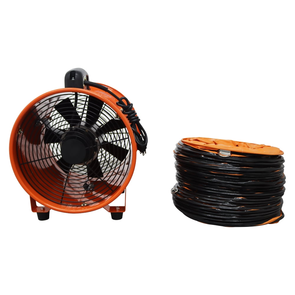14INCH Axial Flow Fan Cylinder Pipe Spray Booth Paint Fumes Blower Portable 5M Air Duct 110V