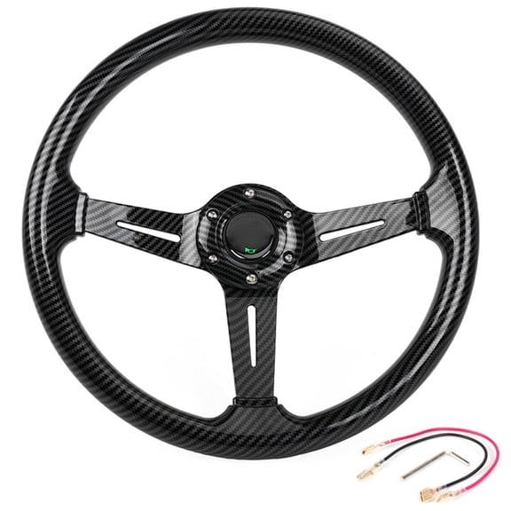 14Inch ABS Carbon Fiber Hydrographic Steering Wheel With Ergonomic Grip Suitable For Passenger Vehicles
