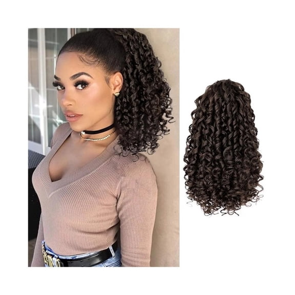 14Inch Drawstring Ponytail for Black Women Short Fluffy Kinky Curly Pony Tails Synthetic Hair Pieces