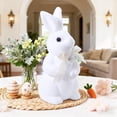 thumbnail image 1 of 14Inch Flocked Easter Bunny Decorations Artificial Moss Bunny Figurine with Fake Flower Ribbon Bow Tie Large Size Furry Flocked Standing Rabbit Statues for Home Kitchen Table Easter Decorations, 1 of 5