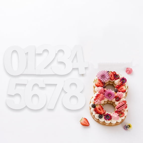 14Inch Number Cake Mold Baking Forms Moulds 0-8 Cake Number Stencils Large Size Cake Stencils Flat Plastic Mold Cake Cutting Number Mold for DIY Numbers Cakes Cookies Pastry
