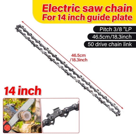 Hormy 14" Replacement Chainsaw Chain for 3/8" Pitch, .050" Gauge 50 Drive Links, Semi Chisel