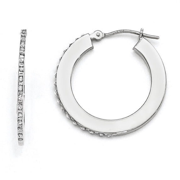 14K 0.010 ct. White Gold Diamond Fascination Round Hoop Earrings