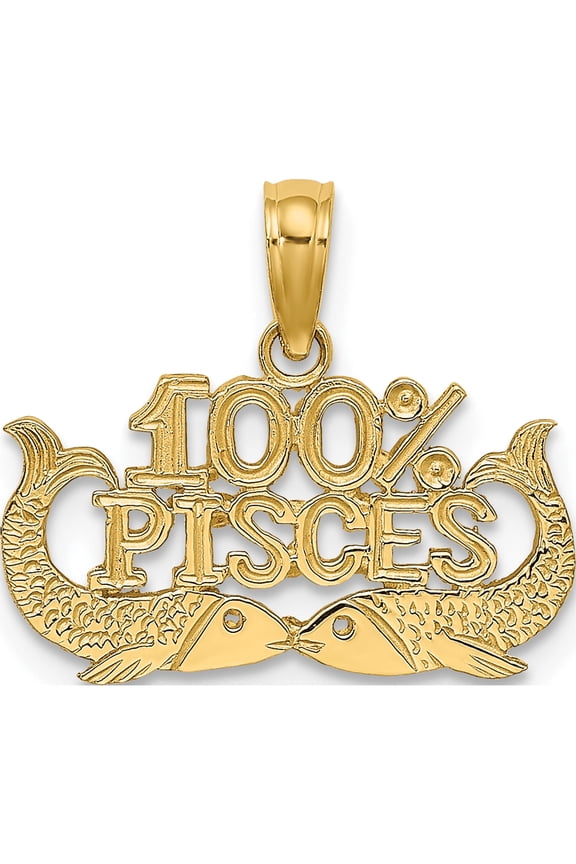 14K Yellow Gold 100% Pisces Zodiac Charm