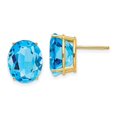 thumbnail image 1 of 14K 12 x 10 mm Oval Blue Topaz Earrings, 1 of 1