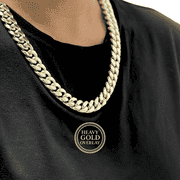 INCREDIBLE CHIC COLLECTIONS 14K 14mm Curb Link Gold Cuban Miami Link Chain Necklace for Men Real 14K Karat Overlay Diamond Cut Heavy Titanium Solid Thick Plated Zicron Clasp US Made (22")